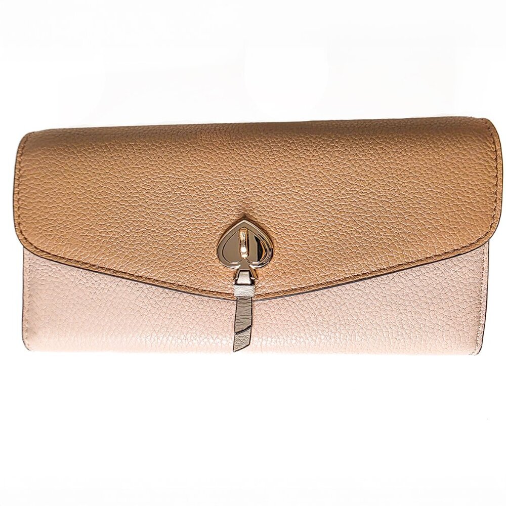 Kate Spade Marti Color block Pebbled Leather Large Flap Wallet Style K8218